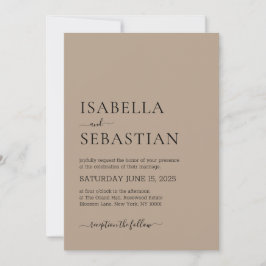 Convite Wedding Simple Modern Rosy Brown