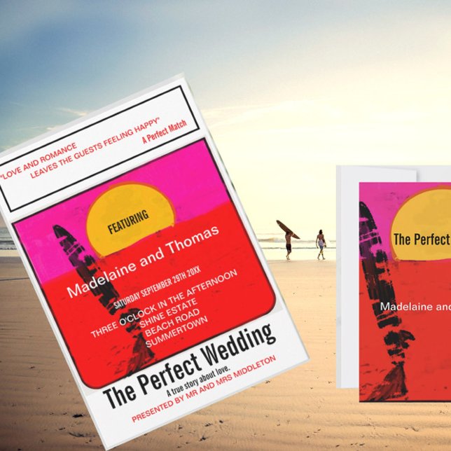 Convite Wedding Summer Beach Retro Poster (Criador carregado)