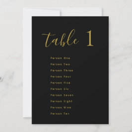 Convite Wedding Table Seating Chart Cards | Gold on Black