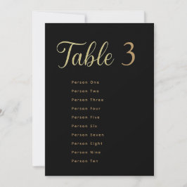Convite Wedding Table Seating Chart Cards | Gold on Black