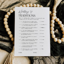 Convite Wedding Traditions Bridal Shower Trivia Game Card