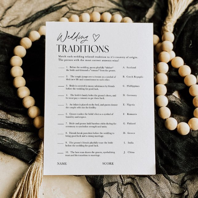 Convite Wedding Traditions Bridal Shower Trivia Game Card (Criador carregado)