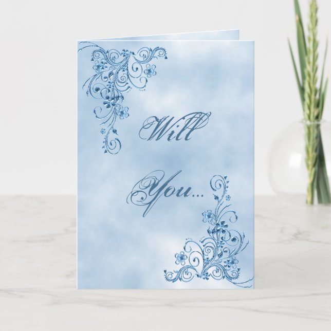 Convite Wedding Usher Greeting Card: Sky Blue Elegance (Frente)