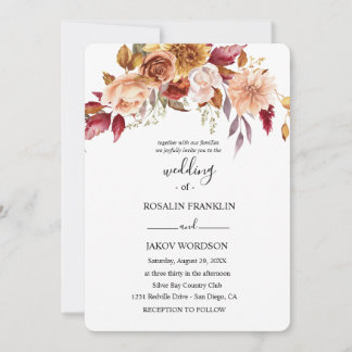 Convite wedding watercolor rustic floral 