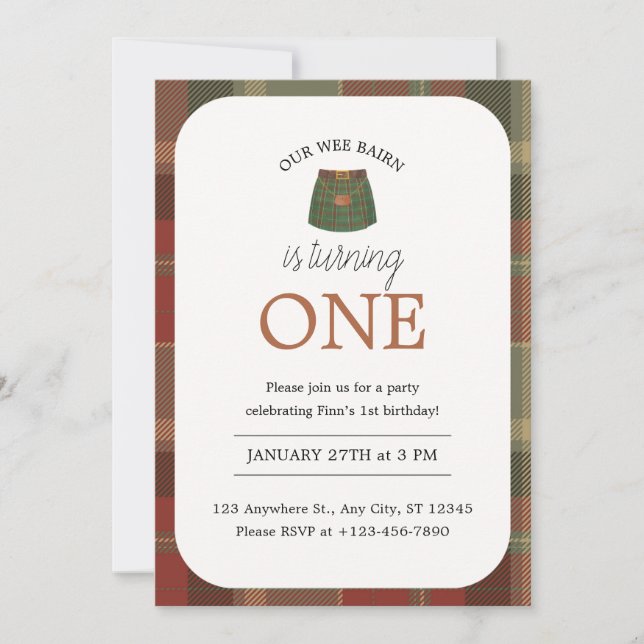 Convite Wee Bairn Birthday (Frente)