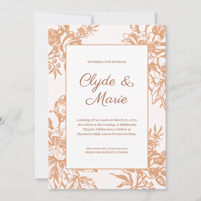 Convite Weedding Fall Invitation Nude  (Frente)