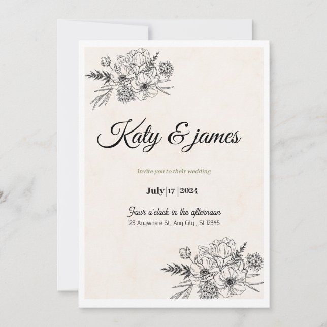 Convite Weeding invitation  (Frente)