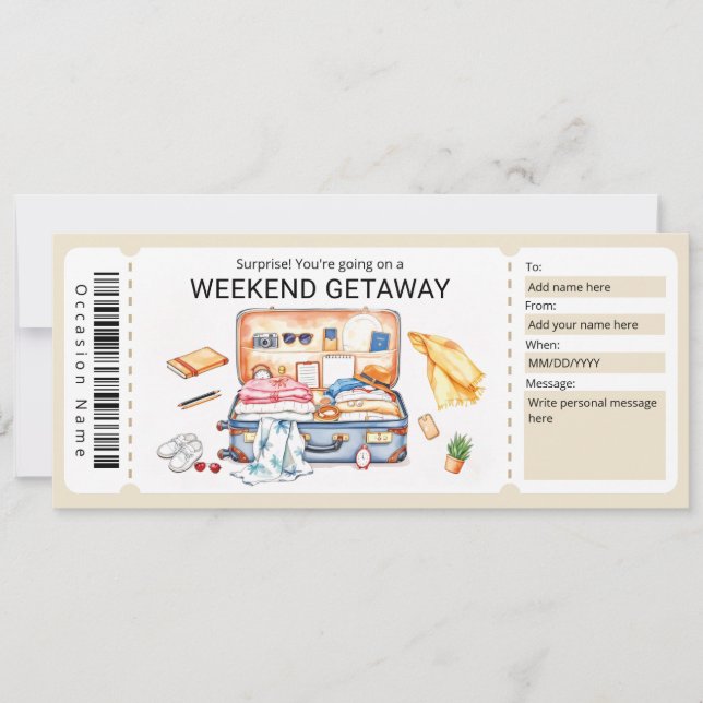 Convite Weekend Getaway Voucher (Frente)