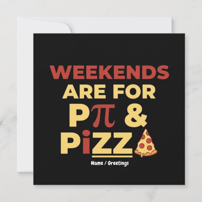 Convite Weekend Pi Day & Pizza Party Math Lover Foodie Fun (Frente)