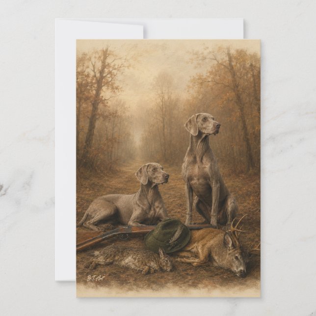Convite Weimaraner – Caçador Fantasma Prateado (Frente)