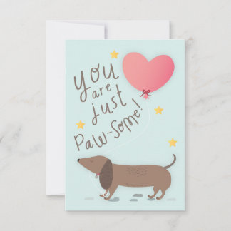 Convite Weiner Dog & Balloon Valentine's Day Card