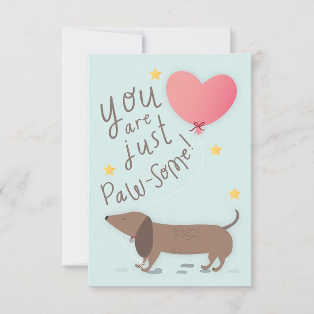 Convite Weiner Dog & Balloon Valentine's Day Card (Frente)