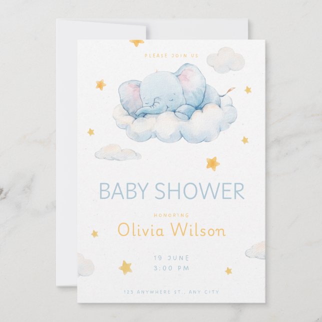 Convite Welcome Little Star Baby Shower (Frente)