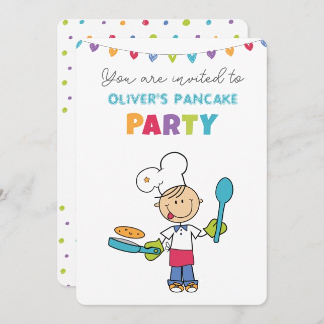 Convite Welcome to Pancake Party invitation (Frente/Verso)