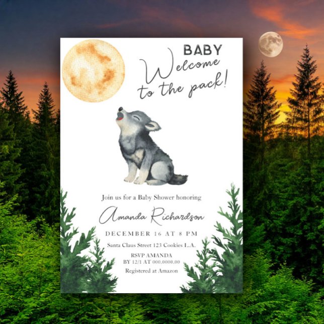 Convite Welcome to the pack! Wolf Baby Shower (Criador carregado)