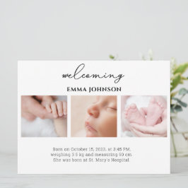 Convite Welcoming Photo Birth Announcement Card