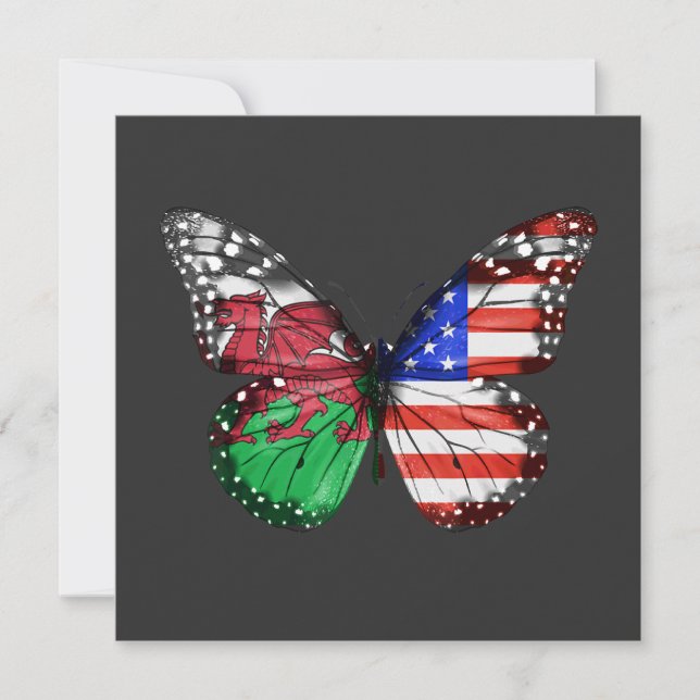 Convite Welsh American Flag Butterfly (Frente)