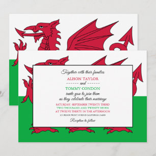 Convite Welsh Flag, Flag of Wales Wedding