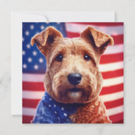 Convite Welsh Terrier Com Bandeira Americana E Bandana