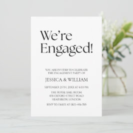 Convite We're Engaged Minimalist Engagement Party