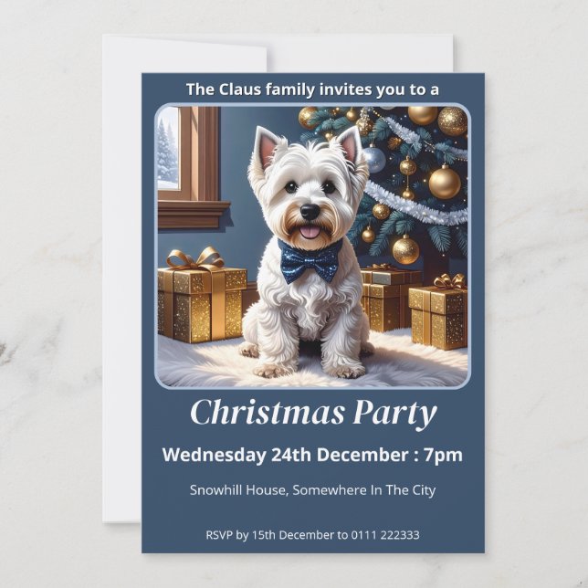 Convite West Highland White Terrier Natal (Frente)