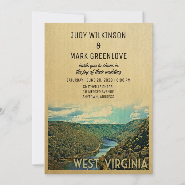 Convite West Virginia Wedding Invitation Nature River (Frente)
