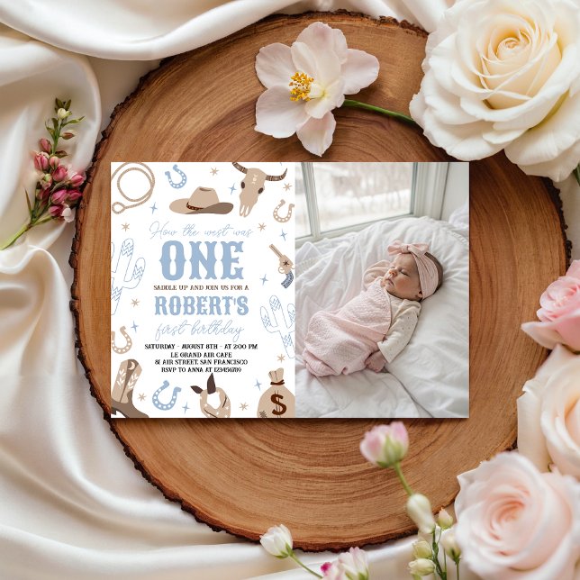 Convite Western 1st Birthday Photo Invitation (Criador carregado)