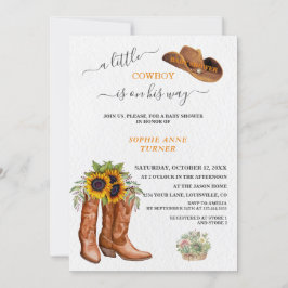 Convite Western A Little Cowboy Boots Chá de fraldas