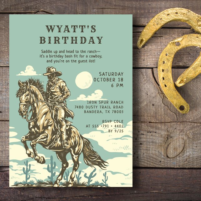 Convite Western Birthday Party Cowboy Rustic Adult Teen (A Western birthday party invitation for anyone.
)