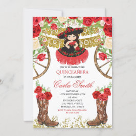 Convite Western Black Dress e Rosa vermelha 15 Anos