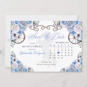 Convite Western Blue Charro Quinceañera Salvar a Data