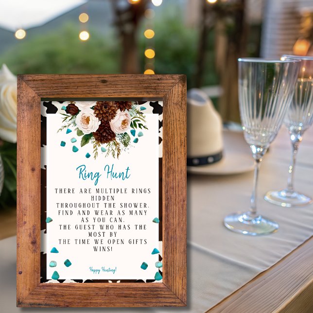 Convite Western Boho Wildflower Turquoise Ring Hunt (Western Boho Wildflowers Turquoise Ring Hunt)