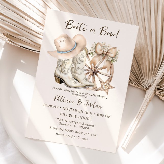 Convite Western Boots ou Revelação do Gênero do Arco (Criador carregado)