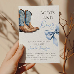 Convite Western Boy Boots and Arcos Blue Chá de fraldas