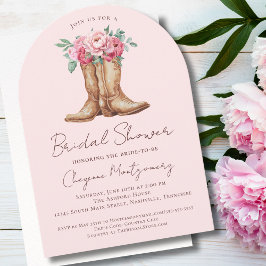 Convite Western Bridal Shower Blush Pink Elegant Arch