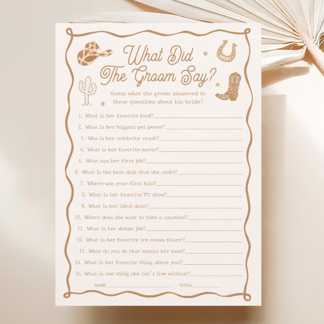 Convite Western Bridal Shower What Did the Groom Say Game  (Criador carregado)
