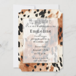 Convite Western Brown Cream Animal Cowhide