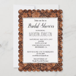 Convite Western Brown Floral Cream Cowgirl