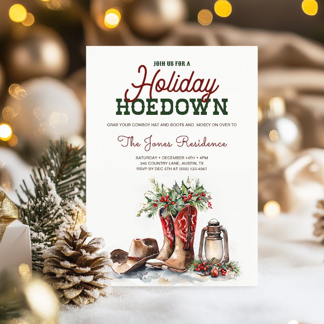 Convite Western Christmas Holiday Hoedown Rustic Party (Criador carregado)