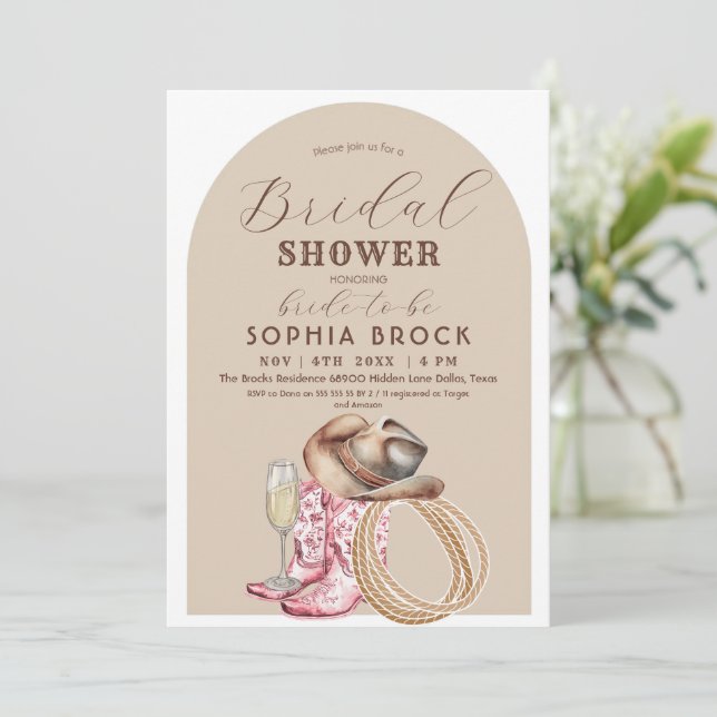 Convite Western Country Bridal Shower (Em pé/Frente)