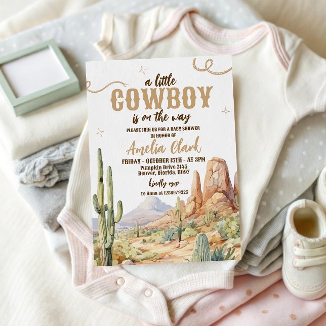 Convite Western Cowboy Baby Shower Invite (Criador carregado)