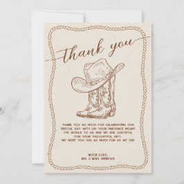 Convite Western Cowboy Hat and Boots Photo Thank You Card