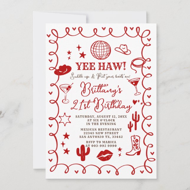 Convite Western Cowgirl 30th Birthday Invitation (Frente)