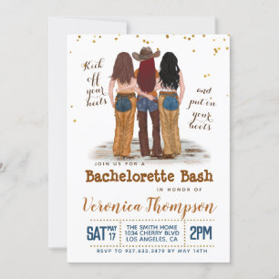 Convite Western Cowgirl Bachelorette Chá de panela Invita