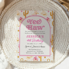 Convite Western Cowgirl Fourth Rodeo 4th Birthday Party