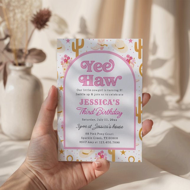 Convite Western Cowgirl Third Rodeo 3rd Birthday Party (Criador carregado)