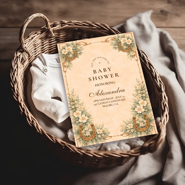 Convite Western Desert Horseshoe Baby Shower (Criador carregado)