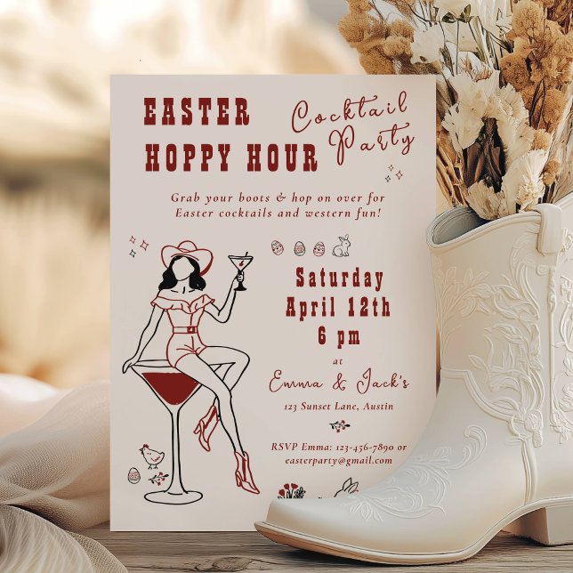 Convite Western Easter Hoppy Hour Cocktail Party (Western Easter Hoppy Hour Cocktail Party Invitation)