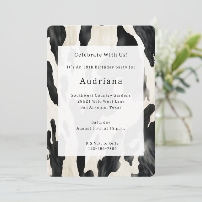 Convite Western Farm Animal Cow (Em pé/Frente)