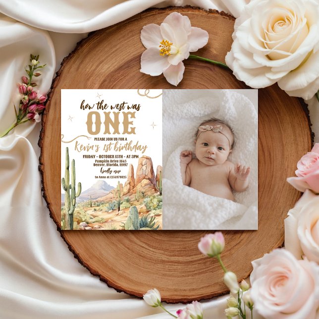 Convite Western First Birthday Photo Invite (Criador carregado)